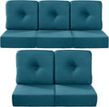 Luxury 22x24/22x25 6-Inch Outdoor Cushions for 5 Peice Patio Furniture Set - Set of 5 Water Repellent Pillow for Wicker Rocking Swivel Chairs Loveseat Couch Sectional Sofa - Peacock Blue