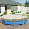 ECOOPTS 11 ft Round Pool Cover for Above Ground Pools, Swimming Pool Cover Protector Winter Safety Cover (Beige White Stripes)