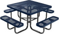 COATEDOUTDOORFURNITURE Heavy-Duty Portable Outdoor Picnic Table with Umbrella Hole, Expanded Metal Commercial-Grade Patio Dining Furniture Made in America (46" Square Top, Textured Dark Blue)