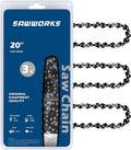 SawWorks 3-Pack 20 Inch Chainsaw Chain, 3/8" Low Profile Pitch .050" Gauge 69 Drive Links Fits EGO AC2005, CS2000, CS2005 and More