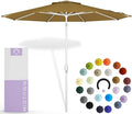 Midtown Umbrellas The Swilt 8 Feet Patio Umbrella in Terylast Sand (Tan) Polyester Fabric - Fiberglass Ribs, Auto-Tilt Aluminum Frame For Backyard, Deck, Garden, Pool - White Pole