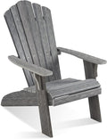 Adirondack Chair Outdoor, Oversized Patio Chair Poly Lumber, Weather Resistant & Heavy Duty, Fire Pits Chair for Porch, Poolside, Lawn, Backyard and Garden, 350lbs Capacity (Grey)