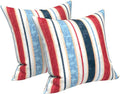 LVTXIII Outdoor Throw Pillows, Decorative Throw Pillows with Inserts, 20"x20" Square Pillows for Bed, Couch, Sofa and Patio Furniture, Set of 2, Stripe Red Blue