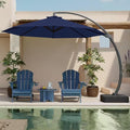 12FT Cantilever Umbrella with Base Large Curvy Outdoor Aluminum Offset Umbrella w/ 360° Rotation, UV Resistant Canopy for Patio, Garden, Backyard, Navy Blue