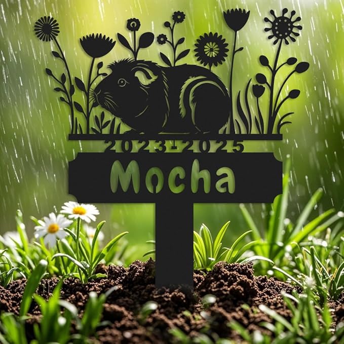 Personalized Guinea Pig Memorial Stake,Pet Plaque Guinea Pig Lover,Metal Guinea Pig Grave Marker,Remembrance Stake,Outdoor Garden Yard Sign guinea pig 10inch