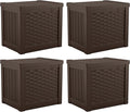 Suncast 4 Pack 22-Gallon Small Deck Box - Lightweight Resin Storage Container and Seat for Patio Cushions and Gardening Tools - Store Items on Patio, Garage, 22.5"L x 17"W x 22.5"H, Yard - Java Brown