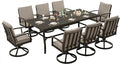HAPPATIO Aluminum 9 Piece Patio Dining Set, Outdoor Swivel Dining Chairs and Dining Table, Aluminum Outdoor Dining Set for 8, Patio Dining Furniture with Washable Cushions (Black)