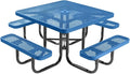 COATEDOUTDOORFURNITURE Heavy-Duty Portable Outdoor Picnic Table with Umbrella Hole, Expanded Metal Commercial-Grade Patio Dining Furniture Made in America (46" Square Top, Textured Light Blue)