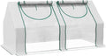 Outsunny 6' x 3' x 3' Portable Greenhouse, Garden Green House with 2 PE/Plastic Covers, Steel Frame and 2 Roll Up Windows, Clear