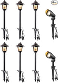 EDISHINE Low Voltage Landscape Lights Kit, 3W 120LM LED Pathway Lights & 3.2W 240LM Spotlights, Seed Glass, 12V Outdoor Landscape Lighting with Connectors, Aluminum Landscape Light for Garden Yard