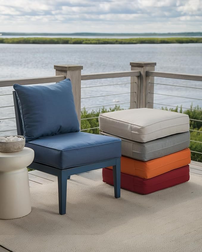 Luxury 24x24x6 Inch Outdoor Chair Cushions Set of 4 - Heavy Duty Water-Resistant Comfortable Cushion for Patio Furniture Set Dining Gliding Rocking Chairs Loveseat L-Shape Sofa - Navy Blue