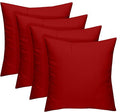 RSH DECOR: Square Throw Pillows Set of 4 | 17” x 17” | All-Weather Spun Fabric | Water and Fade-Resistant | Outdoor Accent Pillows for Patio Furniture | Red