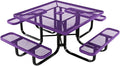 COATEDOUTDOORFURNITURE Heavy-Duty Portable Outdoor Kids Table with Umbrella Hole, Expanded Metal Kids Picnic Table, Commercial-Grade, Made in America (46 in, Square, Childrens, Textured Purple)