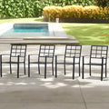 Outdoor Dining Chairs Set of 4, Aluminum Frame Stackable Patio Dining Chairs with Armrest, Wrought Iron Patio Bistro Chairs for Lawn, Backyard, Garden, Porch