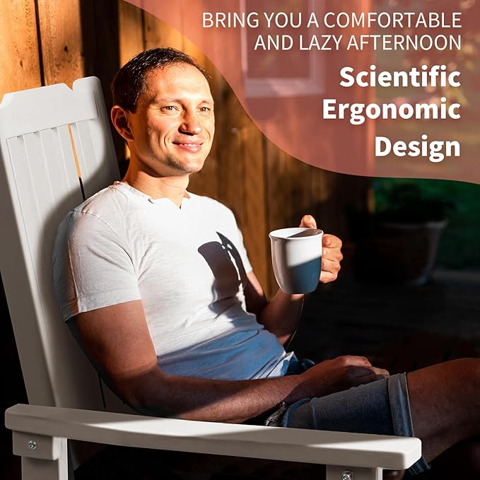 Outdoor Rocking Chairs Set of 2, Oversized All Weather High Back Porch Rocker, Patio Rockers for Outside