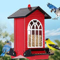 Squirrel Proof Bird Feeder for Outdoors,5LB Large Capacity,Metal Wild Bird Seed Feeder with Bilateral Weight-Activated Perches for Outside Hanging,Finch,Cardinal,Blue Jay,Garden Decoration,Red