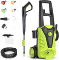 Pressure Washer, 2100PSI Max 2.0GPM Power Washer 16.5FT Power Cord, 23FT Hose&360 Rotation, 4 Nozzles for Driveways Furniture or Cars, Green