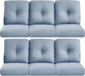 Pop 22x25/22x24 Outdoor Furniture Cushions Set of 6 - Comfortable Patio Chair Cushion for Rattan Wicker Dining Rocking Swivel Chairs Loveseat Couch L-Shape Sectional Sofa - Baby Blue/Button