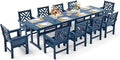 12 Piece HDPE Outdoor Dining Set for 10, Patio HDPE Furniture Set with 2 Table and Umbrella Hole, Outdoor Table and Chairs for Garden, Poolside, Backyard, Deck