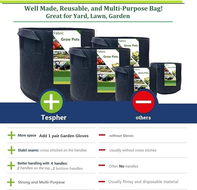 150 Gallon Large Raised Garden Bed Bag (44x24 inch) Big Garden Bag Sturdy Plant Grow Bag for Potato,Tomato Planter,Herb Veggies Planter Bag,Flower Bed,Yard Waste Bag,Lawn Debris Bag,Leaf Bag W/ Gloves