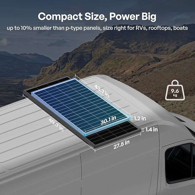 Renogy 200W ShadowFlux Anti-Shading N-Type Solar Panel, 12V 200 Watt Solar Panel 25% High-Efficiency, PV Module Power Charger for RV Marine Rooftop Farm Battery and Other Off-Grid Applications