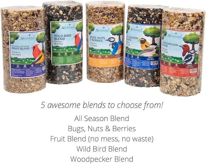 JCs Wildlife Wild Bird Blend Premium Bird Seed Small Cylinder, 1.5 lb (1 Cylinder)