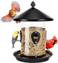 Kingsyard Metal Bird Feeder for Outdoors Hanging with 8 Ports, 4.5 lbs Large Tube Bird Feeder with Seed Tray for Cardinal Finch, Easy to Fill and Clean, Black