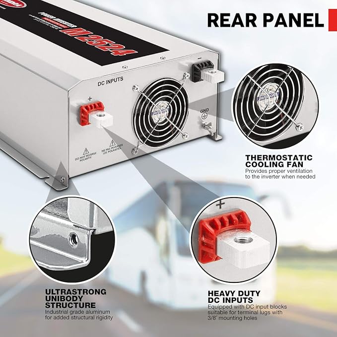 TUNDRA M Series - Power Inverter - Modified Sine Wave 2500W / 24 Volts DC to 120 Volts AC - M2524