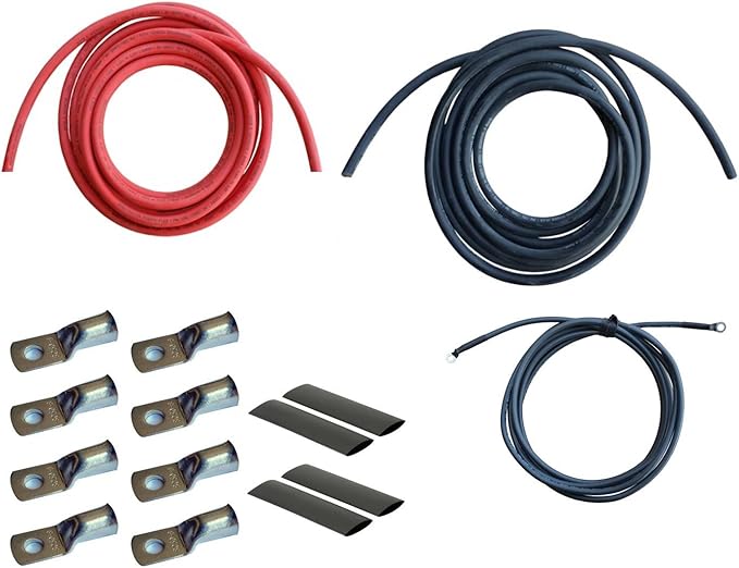 WindyNation 8 Gauge AWG (15 Feet Black + 15 Feet Red) Power Inverter Battery Cable Wire Kit for DC to AC Inverters RV, Car, Solar, Marine, Off-Grid