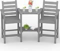 Tall Adirondack Chairs Set of 2, All Weather HDPE Poly Bar Height Balcony Adirondack Chair with Removable Double Connecting Trays, Outdoor Adirondack Barstools for Deck, Patio, Yard, Pool, Lawn