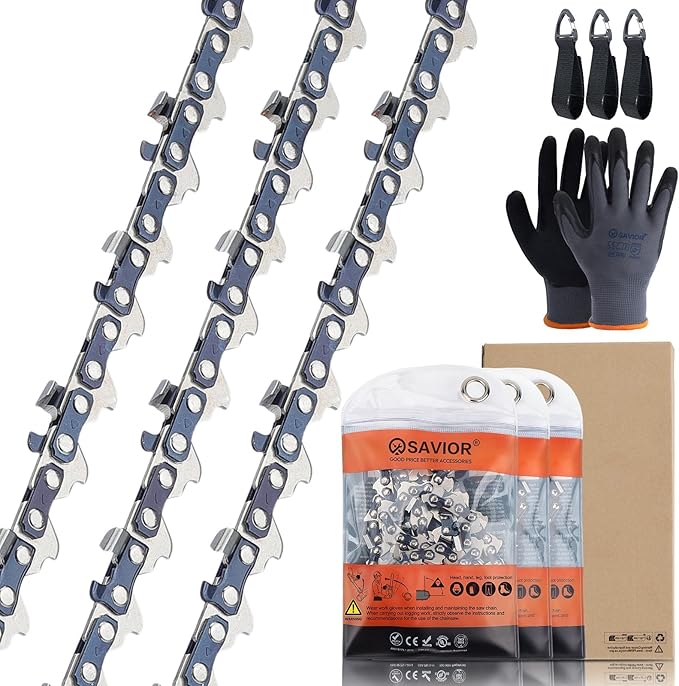 Savior 3PC 10 Inch Pole Saw Chain for Stihl 71PMM3 56, 1/4" Pitch .043" Gauge 56 Drive Links Chainsaw Chain for MSA120 C-B, 10" Pole Saw Chain for EGO PS1000 / PS1001 / PSX2510 10-Inch 56V Pole Saw