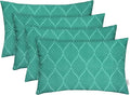 RSH DECOR: Lumbar Throw Pillows Set of 4 | 20” x 12" | All-Weather Spun Fabric | Water and Fade-Resistant | Outdoor Support Pillows for Patio Furniture | Fenbrook Teal