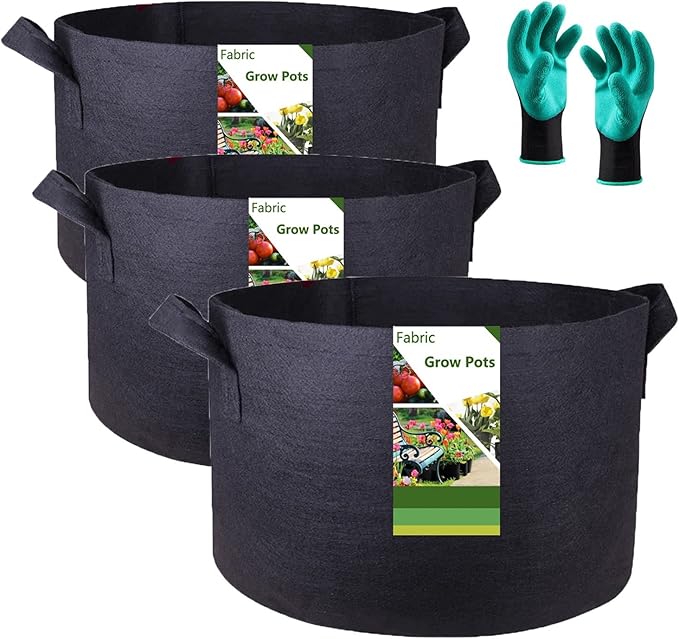 3-Pack 50 Gallon Thickened Plant Grow Bags Large (30x16 in) Heavy Duty Garden Bag Fabric Plant Pots for Potato,Tomato Planter,Herbs Veggies Planting,Flower Pots,Barrel Planter,Yard Waste Bag,Leaf Bags