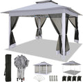 COBIZI 12x12 Pop up Gazebo on Clearance with Mosquito Netting,carpas para Patio Deals,Outdoor Canopy Tent with Portable Carrying Bag, Patio Gazebo for Garden Backyard, Lawn & Beach,Grey