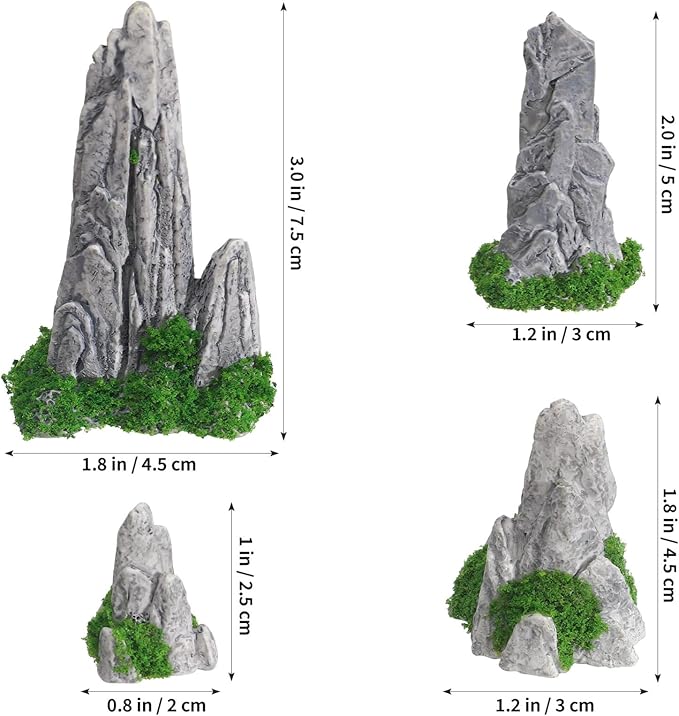 8Pcs Mini Rockery Zen Garden Accessories Mini Terrarium Decor, Miniature Mountain Bonsai Figurines for DIY Plant Pot