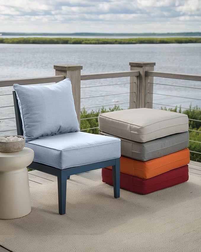 Luxury 24x24x6 Inch Outdoor Chair Cushions Set of 4 - Heavy Duty Water-Resistant Comfortable Cushion for Patio Furniture Set Dining Gliding Rocking Chairs Loveseat L-Shape Sofa - Baby Blue