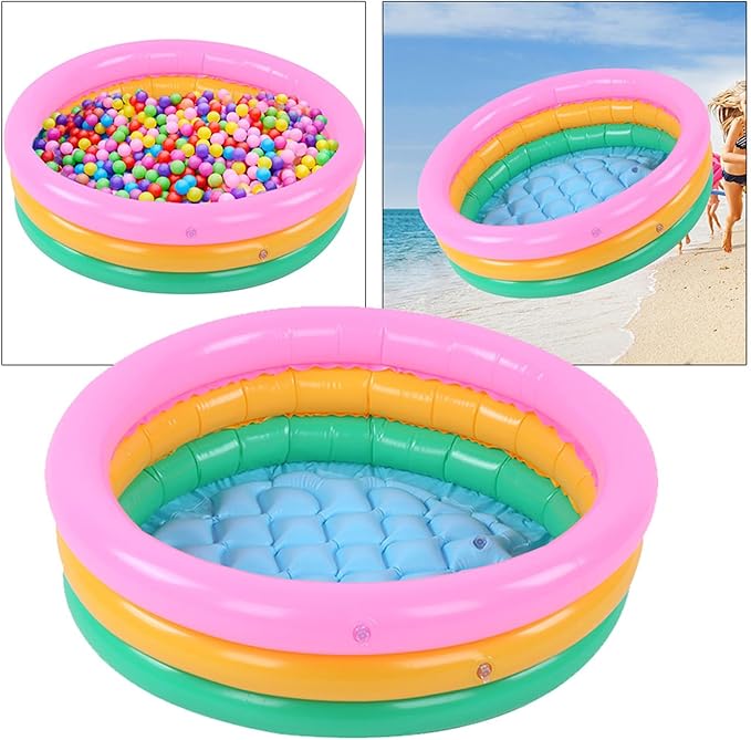 Children Swimming Pool, Round Shape Bright Color Baby Basin Pool, Inflatable Swimming Pool for Indoor (M)