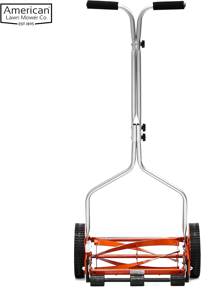 American Lawn Mower Company 1204-14 14-Inch 4-Blade Push Reel Lawn Mower, Red