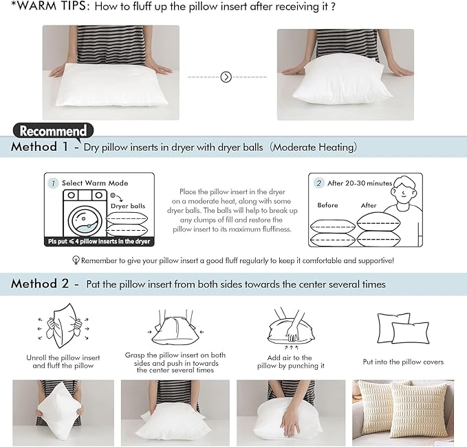 MIULEE Pack of 4 22x22 Inch Outdoor Pillow Inserts Waterproof Decorative Throw Pillow Insert, Square Lumbar Garden Pillow Form for Patio Sofa Couch