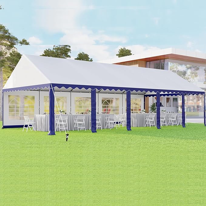 MFSTUDIO 16'x32' Party Tent, Outdoor Heavy Duty Party Tents with Removable Sidewalls, Large Canopy Tent Shelter for Outdoor Events Wedding Birthday, Blue