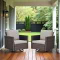 Luxury Outdoor Swivel Rocker Patio Chairs Set of 2, Swivel Patio Chairs for Porch, Yard, Deck, Poolside, Brown/Beige
