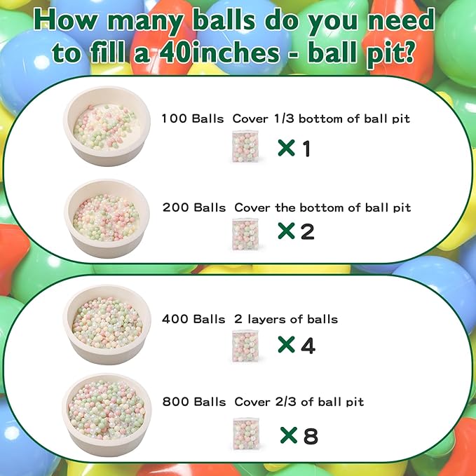 TRENDPLAY Plastic Balls for Ball Pits 2.2 Inch, Pack of 50 100 200 500 Hollow Balls, Perfect for Toddler Baby Pools,Party,Festival Decoration