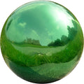 Nerien 6 Inch Gazing Ball, Stainless Steel Garden Mirror Globe, Polished Ornament Sphere, Hollow Floating Reflective Hemisphere, Home Outdoor Pond Housewarming Swimming Pool Decoration Gift, Green