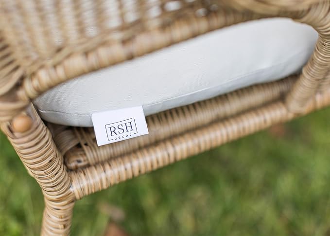 RSH DECOR: Sunbrella Tufted Wicker Loveseat Cushion | 41” x 19" | Water and Fade-Resistant Performance Fabric | Outdoor Settee Cushion for Patio Furniture | Canvas Antique Beige
