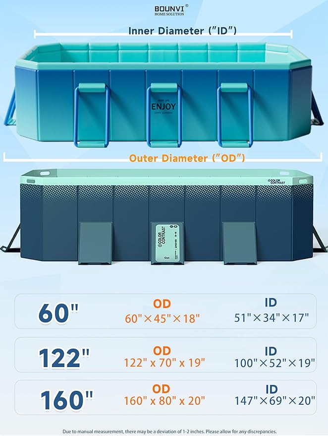 122" Non-Inflatable Foldable Swimming Pool for Family, Portable Above Ground Pool for Adults & Kids, Easy Setup for Outdoor, Backyard, Garden, Camping - Durable PVC(122"×65"×20", Pro)