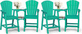 Ciokea Tall Adirondack Chairs Set of 4, HDPE Outdoor Adirondack Bar Stools with Double Connecting Tray, Weather Resistant High Back Adirondack Balcony Chairs for Deck, Lawn, Pool, Backyard, Lake Blue
