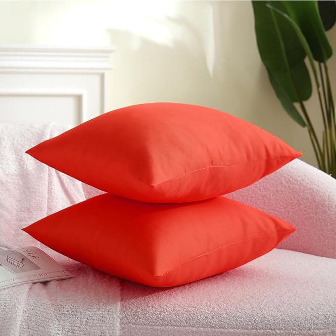 18" x 18" Throw Pillows, Outdoor Waterproof Pillows with Inserts, Square Decorative Pillows for Patio Furniture Garden Couch Sofa Home(Red, Set of 4)