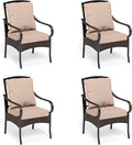 PHI VILLA Outdoor Dining Chairs Set of 4, Heavy Duty Outdoor Metal Wicker Dining Chair with Thickened Cushions, Large All Weather Wrought Iron Patio Chair for Balcony
