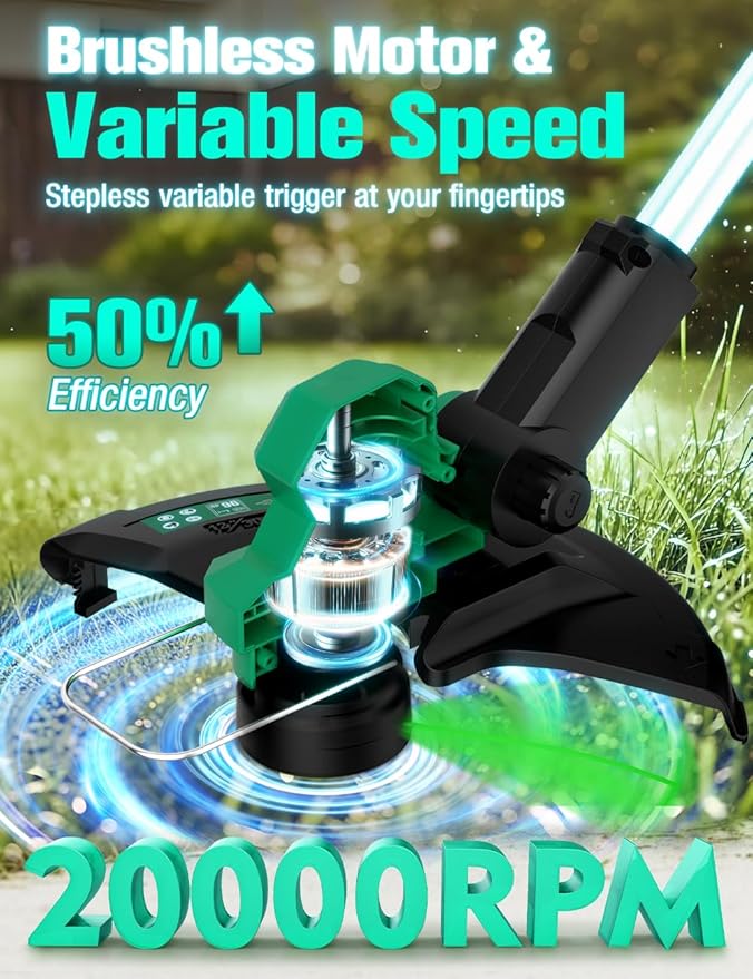 KIMO Weed Wacker and Blower Combo w/2 x 2.0Ah Battery & Charger, 12 Inch String Trimmer w/6pcs Replacement Spools, 4-in-1 Leaf Blower Cordless w/Vacuum, 3 Nozzles & 20" Extended Tube for Yard, Garden