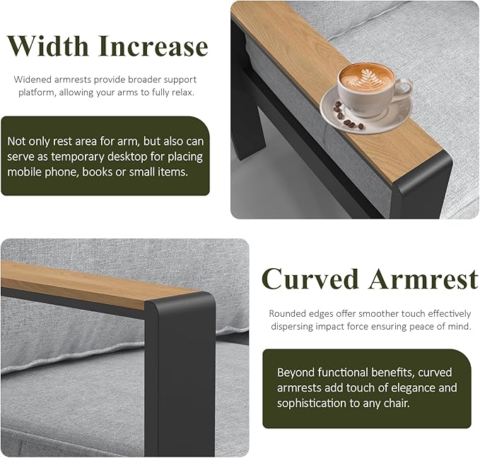 LayinSun 7 Piece Aluminum Outdoor Furniture Set with Coffee Table, Outside Patio Deep Seating Conversation Set with Upgraded Washable Thick Cushion